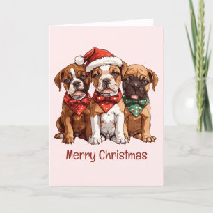 Tarjeta Festiva Perros del Boxer navideño