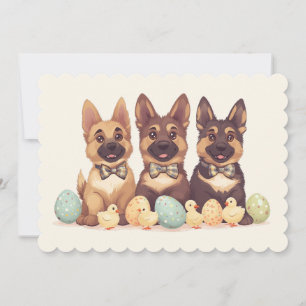 Tarjeta Festiva Perros del Pastor Alemán de Pascua