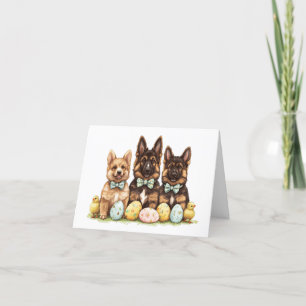 Tarjeta Festiva Perros del Pastor Alemán de Pascua