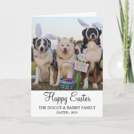 Tarjeta Festiva Perros divertidos con orejas de conejo feliz foto