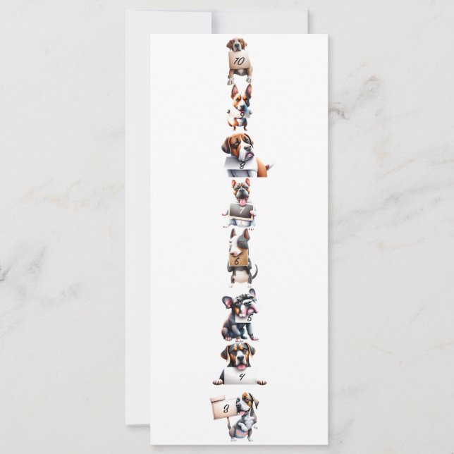 Tarjeta Festiva Perros divertidos personalizados con Rótulos cuent (Anverso)