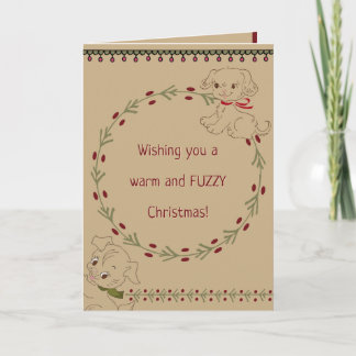 Tarjeta Festiva Perros Doodle Navidades cálidos y difusos personal