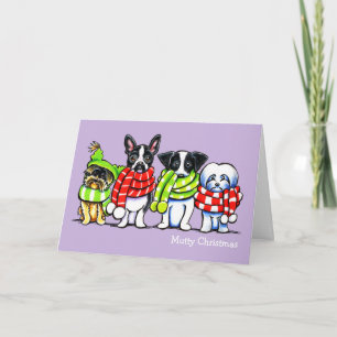 Tarjeta Festiva Perros en escarvas cómicas Navidades de Personaliz