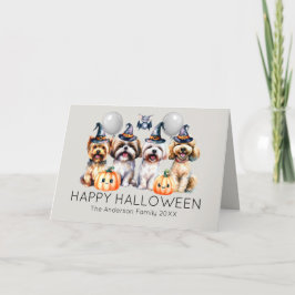 Tarjeta Festiva Perros felices Halloween