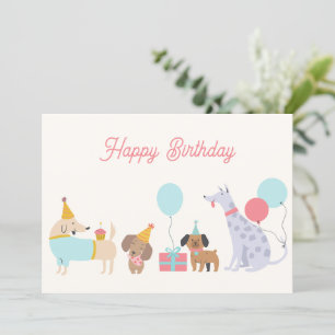 Tarjeta Festiva Perros fiestas coloridos