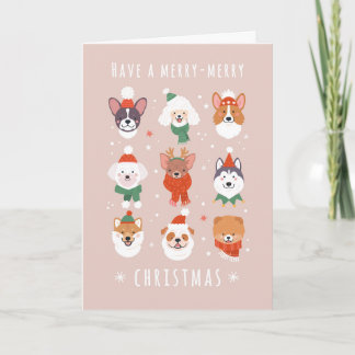 Tarjeta Festiva Perros navideños con moras