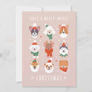 Tarjeta Festiva Perros navideños con moras