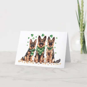 Tarjeta Festiva Perros pastor alemanes del día de San Patricio
