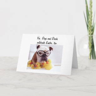 TARJETA FESTIVA PERROS/PATO CELEBRAR ORIENTAL