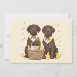 Tarjeta Festiva Perros recuperadores de chocolate de pascua