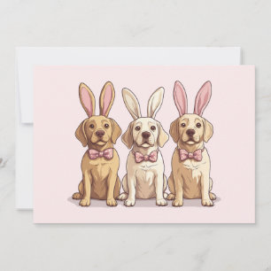 Tarjeta Festiva Perros recuperadores de Labrador amarillo de Pascu