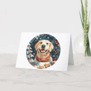 Tarjeta Festiva Perros recuperadores de oro de navidades