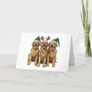 Tarjeta Festiva Perros recuperadores de oro de navidades