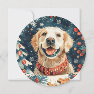 Tarjeta Festiva Perros recuperadores de oro de navidades