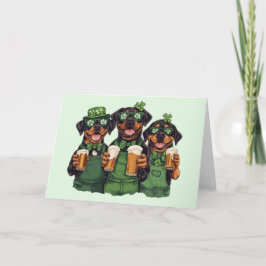 Tarjeta Festiva Perros Rottweiler del Día de San Patricio