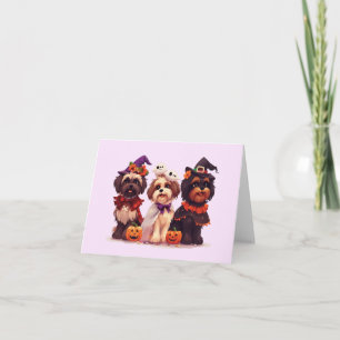 Tarjeta Festiva Perros Shih Tzu de Halloween