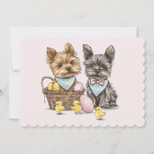Tarjeta Festiva Perros Terrier de Easter Yorkshire
