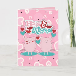 Tarjeta Festiva Perros Y Besos Corazones Dulces Valentine