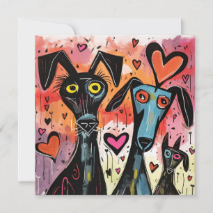 Tarjeta Festiva Perros y Corazones de San Valentín