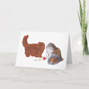 Tarjeta Festiva Persa Rojo y Persa Calico con Adorno