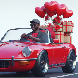 Tarjeta Festiva Persona de Guay en rojo convertible con San Valent