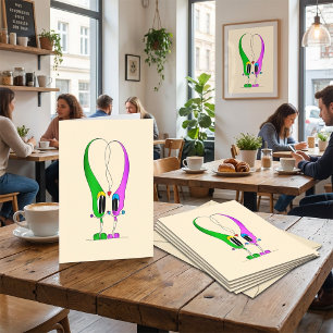 Tarjeta Festiva Personaje de dibujos animados de corazón del día d