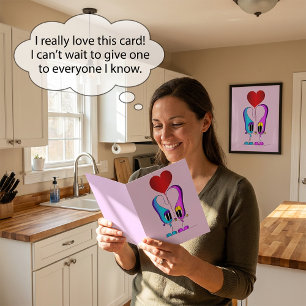 Tarjeta Festiva Personaje de Dibujos Animados del Día de San Valen