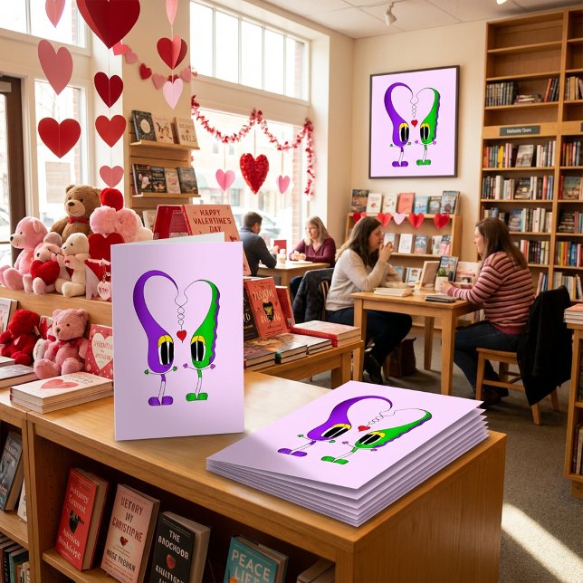 Tarjeta Festiva Personaje de dibujos animados del día de San Valen (Hey there! Take a look at this most excellent cartoon Valentine's Day card)