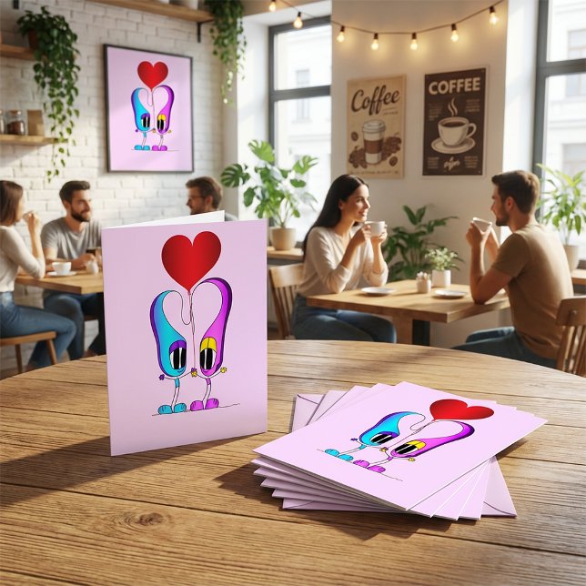 Tarjeta Festiva Personaje de dibujos animados del día de San Valen (Here's a great card for Valentine's Day!)