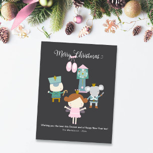 Tarjeta Festiva Personajes adorables de Cascanueces en un saludo