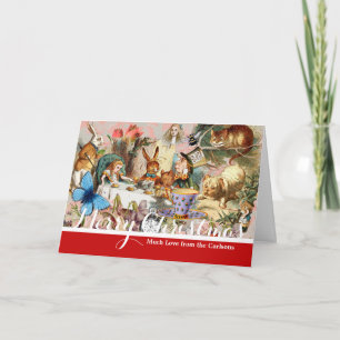 Tarjeta Festiva Personajes de Alice in Wonderland tea fiesta