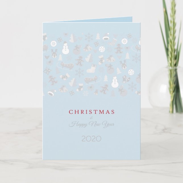 Tarjeta Festiva Personajes de Feliz Año Nuevo 2024 y Navidades pla (Anverso)