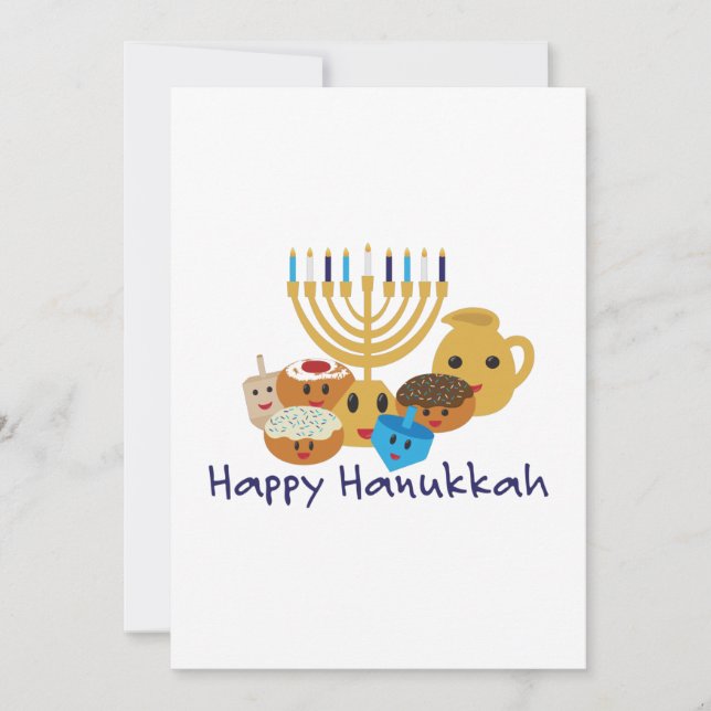 Tarjeta Festiva Personajes felices de Hanukkah y Hanukkah lindos (Anverso)