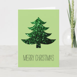 Tarjeta Festiva Personalice las chispas brillantes del verde del