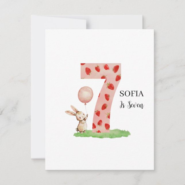 Tarjeta Festiva Personalised Bunny Birthday Card for 7 Year Old (Anverso)