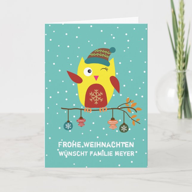 Tarjeta Festiva Personalisiert Süsse Weihnachts Eule (Anverso)