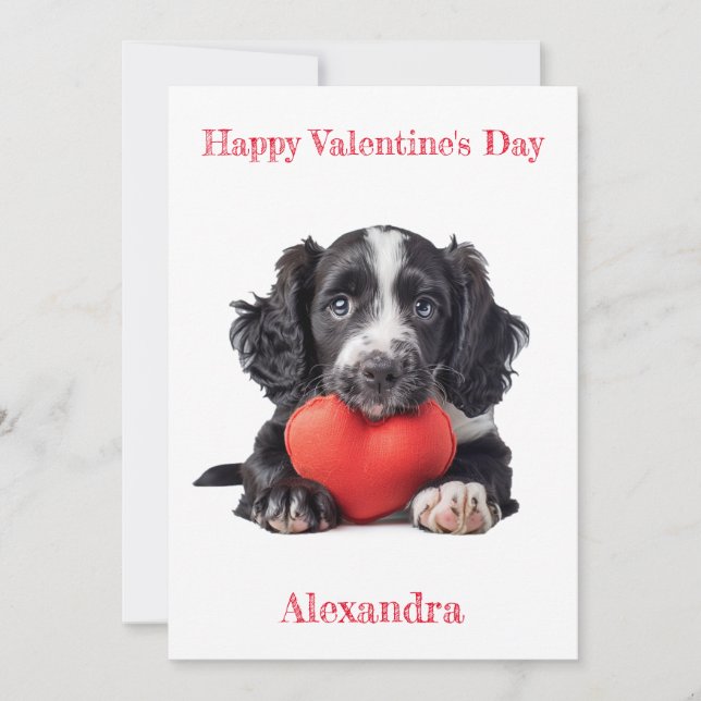 Tarjeta Festiva Personaliza a Cocker Spaniel Puppy Valentine (Anverso)