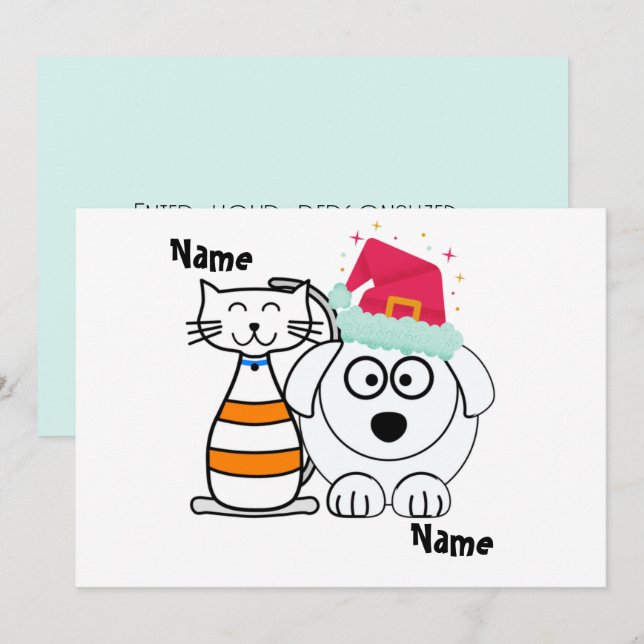 Tarjeta Festiva Personaliza a los mejores amigos de gatos y perros (Anverso / Reverso)