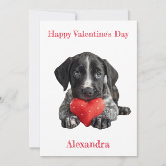 Tarjeta Festiva Personaliza Cachorro de Pointer Alemán San Valentí