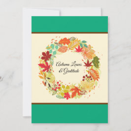 Tarjeta Festiva Personaliza Corona de Bienvenida de Hojas de Otoño