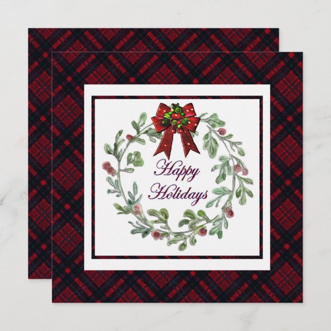 Tarjeta Festiva Personaliza Felices Fiestas Rojas Jugadas (Anverso / Reverso)