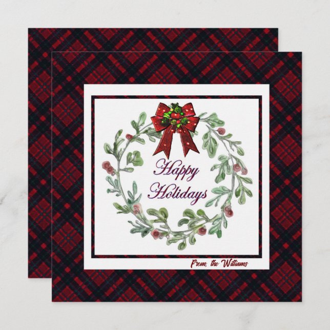 Tarjeta Festiva Personaliza Felices Fiestas Rojas Jugadas (Anverso / Reverso)