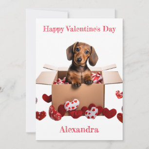 Tarjeta Festiva Personaliza la pipa de Dachshund con el corazón Va