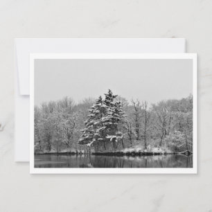 Tarjeta Festiva Personaliza Winter Evergreen en Blanco y Negro