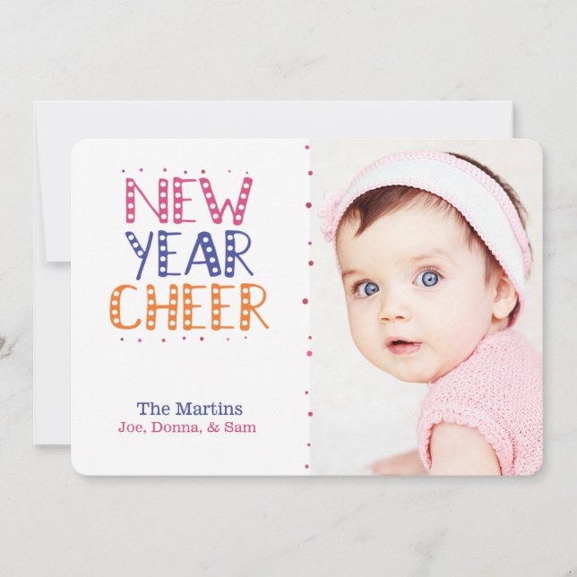 Tarjeta Festiva PERSONALIZABLE Año Nuevo colores brillantes (Anverso)