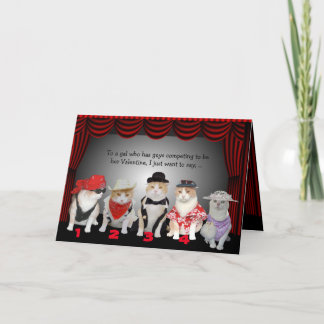 Tarjeta Festiva Personalizable Bachelorette Kitty Valentine