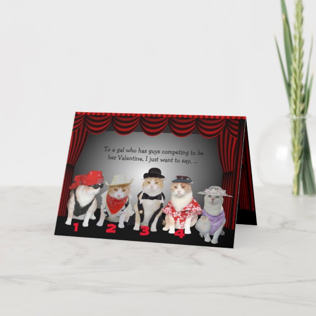 Tarjeta Festiva Personalizable Bachelorette Kitty Valentine (Anverso)