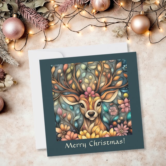 Tarjeta Festiva Personalizable caprichoso de renos (Whimsical Reindeer Customizable Holiday Card)