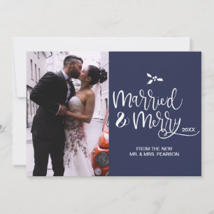 Tarjeta Festiva Personalizable, casado y morado, Navidades, foto