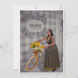 Tarjeta Festiva Personalizable Ciudad Nombre Arte de bicicleta - E